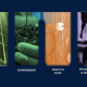 A banner graphic showing six vertical panels representing research fields: data, computing and digital (circuit pattern), energy (solar panels), environment (hand holding a plant), health and food (medical sensor on skin), physical science and engineering (lab equipment), and social and cultural innovation (abstract human profile illustration).